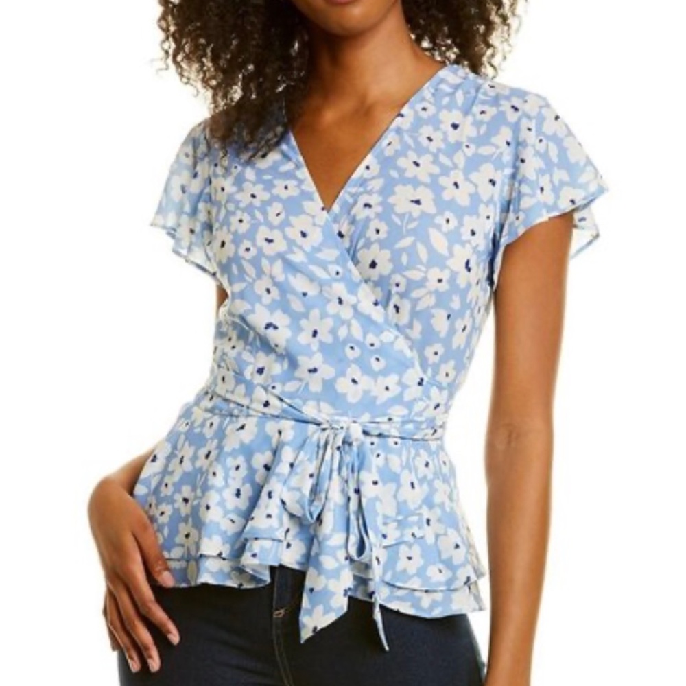 YUMI KIM Lucky Strike Wrap Top - Blue Floral - Size M